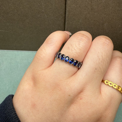 Pirmiana Custom Design 9K Yellow Gold Ring for Women 3x4mm 0.2ct each Lab Grown Sapphire Jewelry
