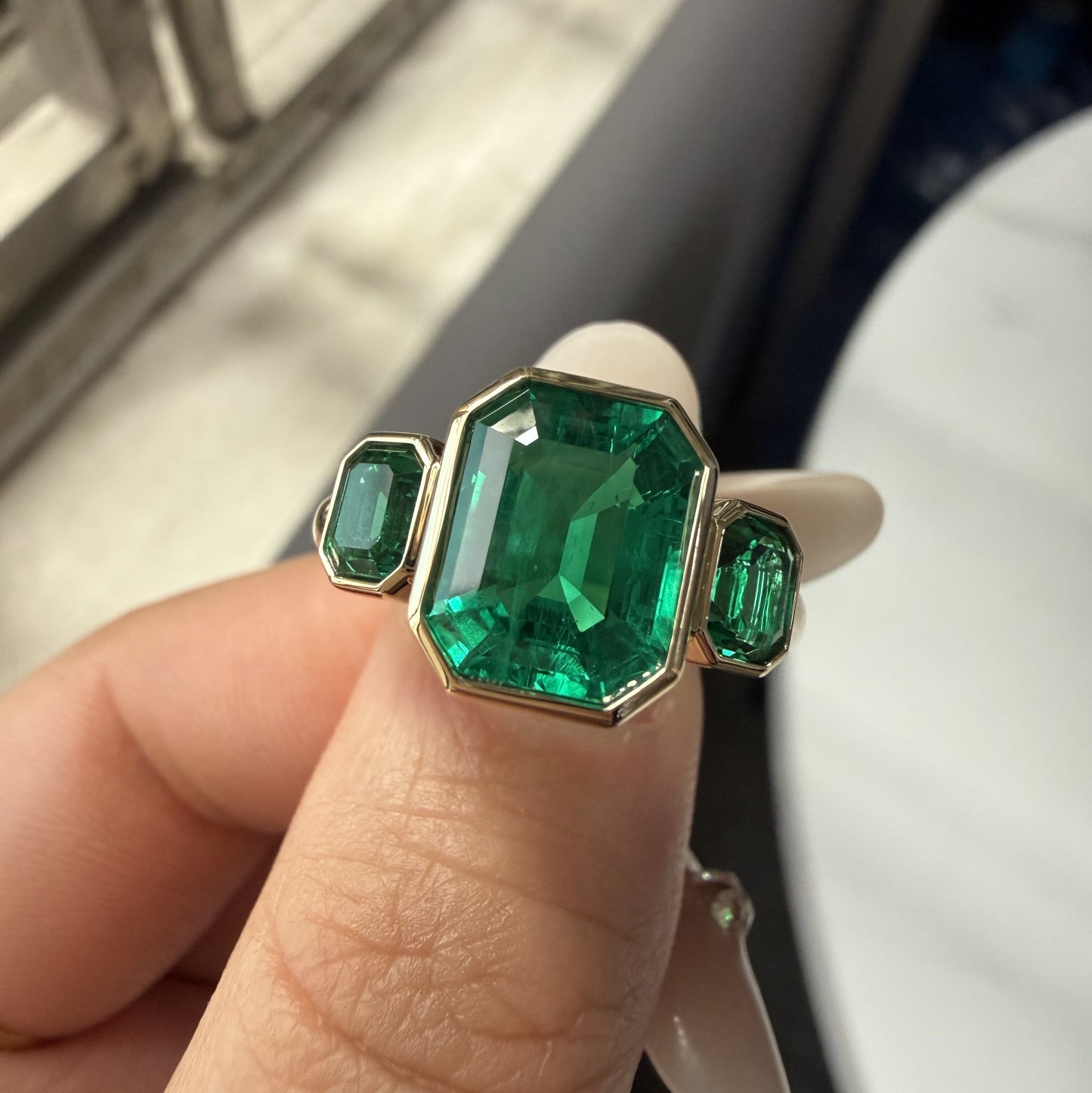 Pirmiana Hot Sale Classic Design Lab Grown Emerald 14k Gold Rings 8x10MM 3ct Lab Grown Emerald Girlfriend Gift