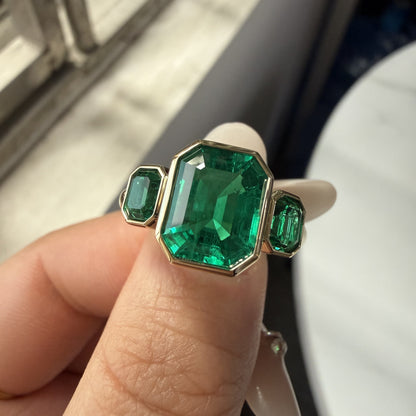Pirmiana Hot Sale Classic Design Lab Grown Emerald 14k Gold Rings 8x10MM 3ct Lab Grown Emerald Girlfriend Gift