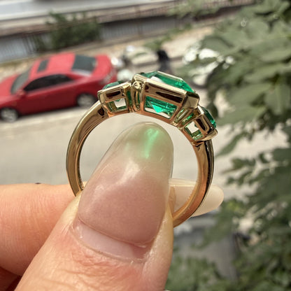 Pirmiana Hot Sale Classic Design Lab Grown Emerald 14k Gold Rings 8x10MM 3ct Lab Grown Emerald Girlfriend Gift