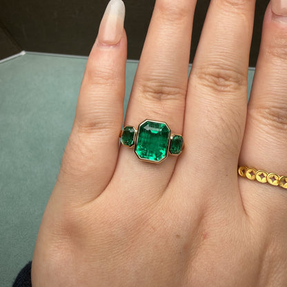 Pirmiana Hot Sale Classic Design Lab Grown Emerald 14k Gold Rings 8x10MM 3ct Lab Grown Emerald Girlfriend Gift