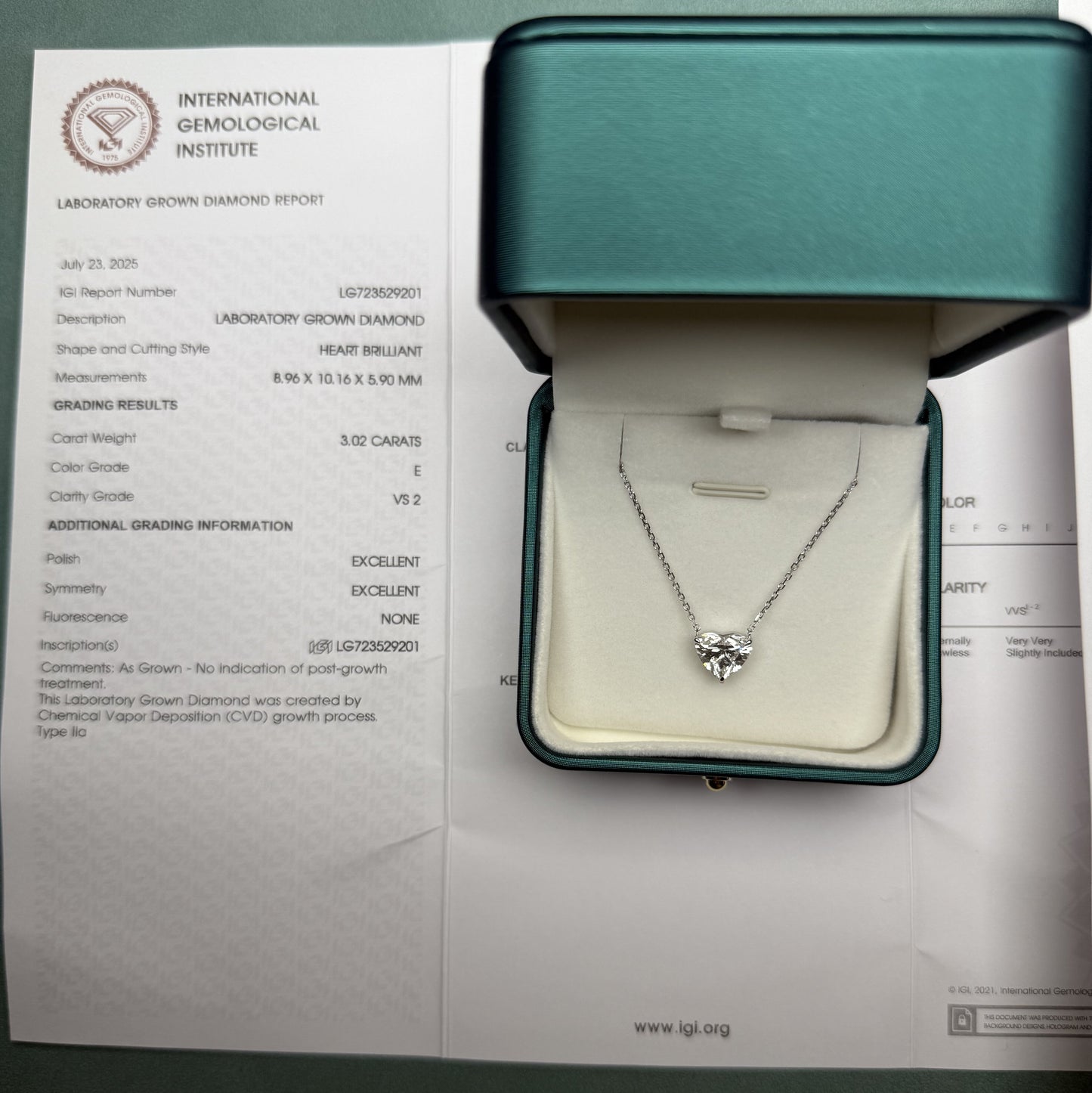 Ruif Jewelry Classic Design 18k white gold 3ct Heart Shape Lab Grown Diamond Pendant Necklace Gemstone Jewelry