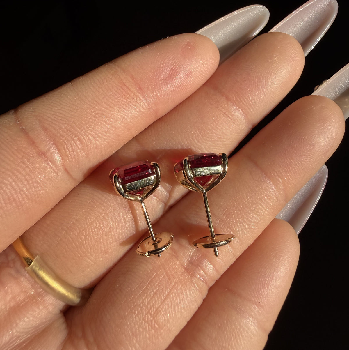 Pirmiana Jewelry Custom Design 14k Earrings for Women 9ct 8X8MM Lab Grown Ruby Jewelry