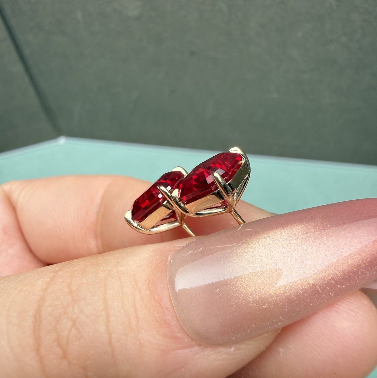 Pirmiana Jewelry Custom Design 14k Earrings for Women 9ct 8X8MM Lab Grown Ruby Jewelry