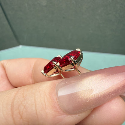 Pirmiana Jewelry Custom Design 14k Earrings for Women 9ct 8X8MM Lab Grown Ruby Jewelry