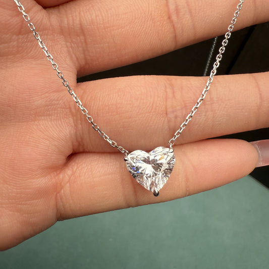 Ruif Jewelry Classic Design 18k white gold 3ct Heart Shape Lab Grown Diamond Pendant Necklace Gemstone Jewelry