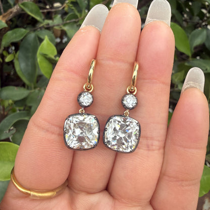 Pirmiana Custom Design 18K Yellow Gold 5ct Each Old Mine Cut Earrings for Women Lab Grown Diamond Jewelry