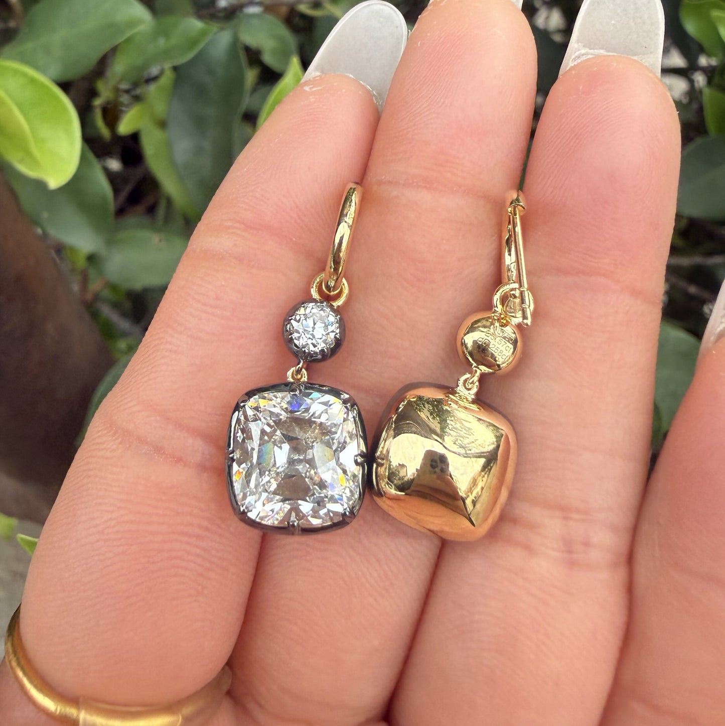 Pirmiana Custom Design 18K Yellow Gold 5ct Each Old Mine Cut Earrings for Women Lab Grown Diamond Jewelry