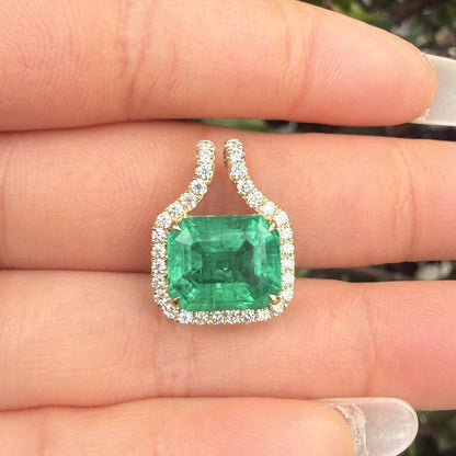 Primiana New Classic Style 14K 9x11mm 4.3ct Lab Grwon Emerlad Pendant Girlfriend Gift