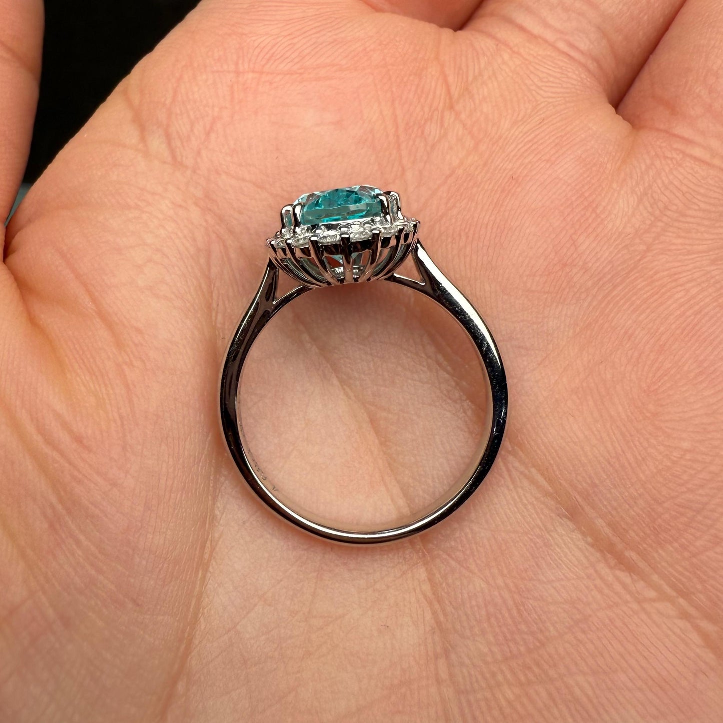 Pirmiana Custom Design 9k White Gold Ring for Women 4.68ct Lab Grown Paraiba And DEF CVD Diamond Jewelry