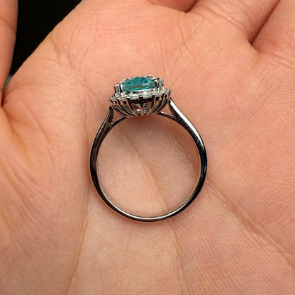 Pirmiana Custom Design 9k White Gold Ring for Women 4.68ct Lab Grown Paraiba And DEF CVD Diamond Jewelry