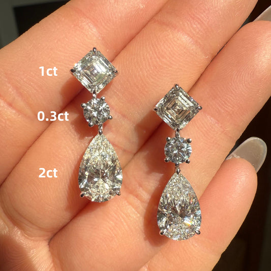 Pirmiana Custom Design 18K White Gold Earrings For Women 2ct Each F CVD Diamond Jewelry