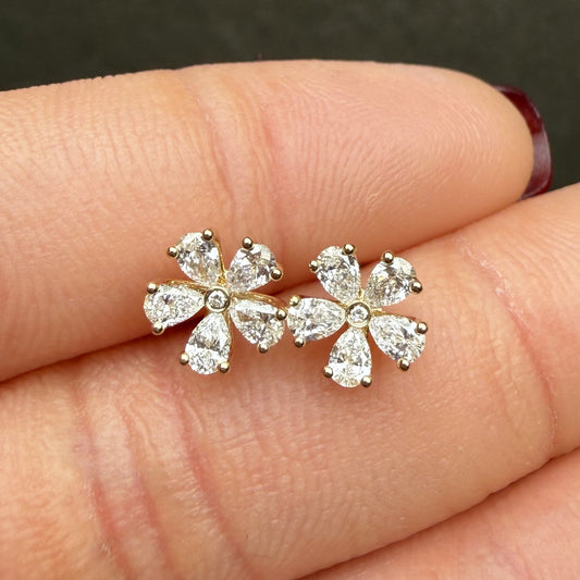 Pirmiana Jewelry Custom Design 14K Yellow Gold Earrings for Women HPHT Lab Grown Diamond Jewelry