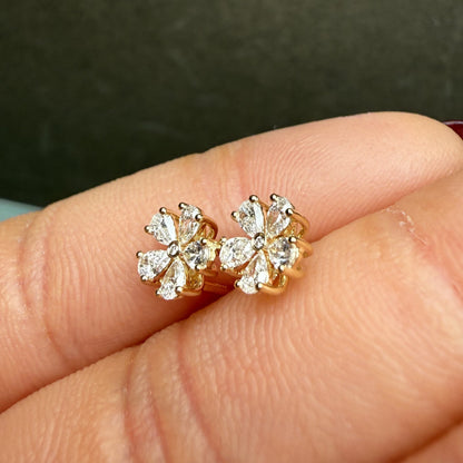 Pirmiana Jewelry Custom Design 14K Yellow Gold Earrings for Women HPHT Lab Grown Diamond Jewelry