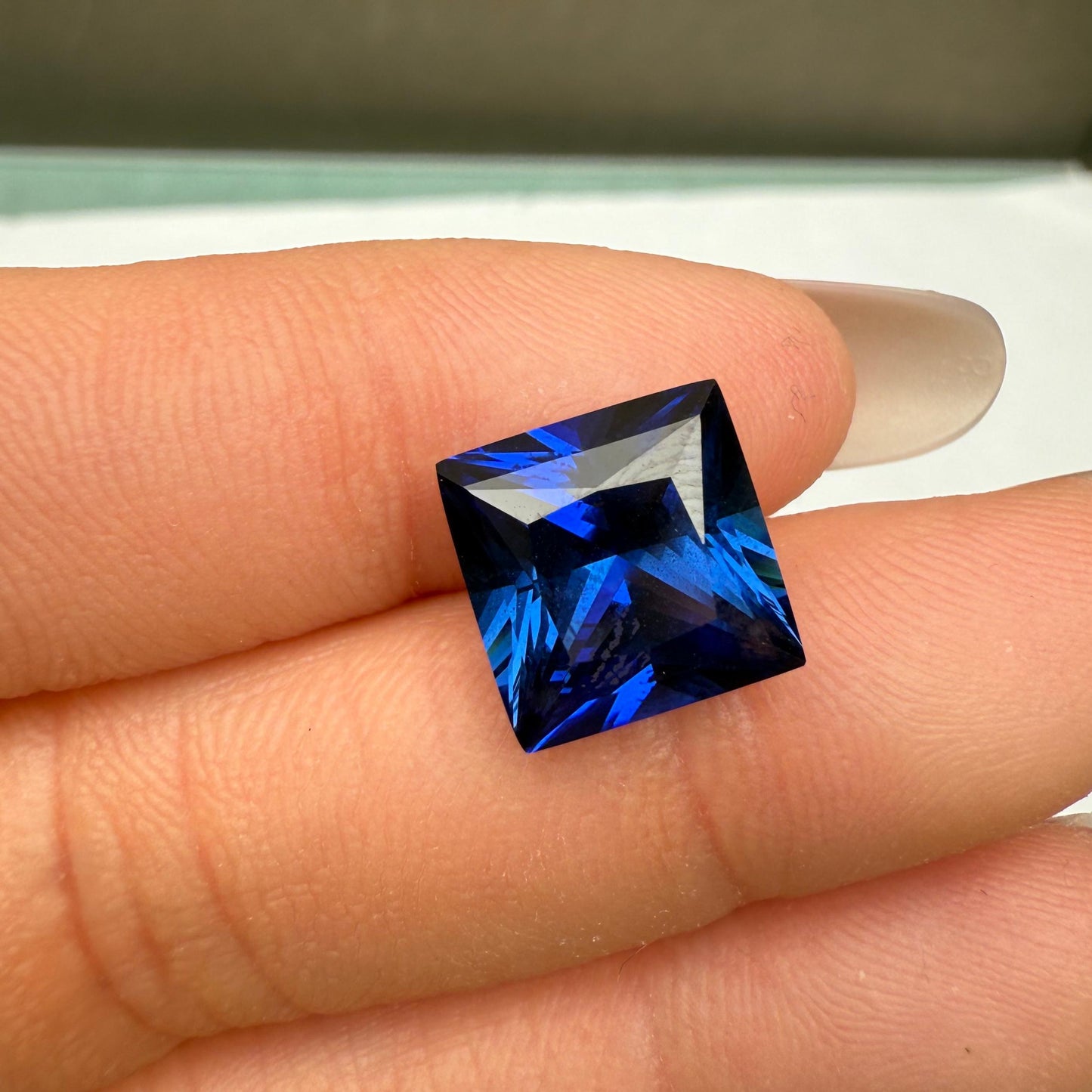 Pirmiana 6.55ct Princess Cut Lab Grown Sapphire Loose Gemstones for Jewelry Making