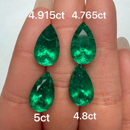 Pirmiana 4.8ct Pear Shape Lab Grown Emerald