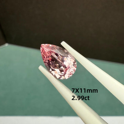Pirmiana Pear Shape 7X11mm 2.995ct Lab Grown Pink Sapphire Loose Gemstones for Jewelry Making