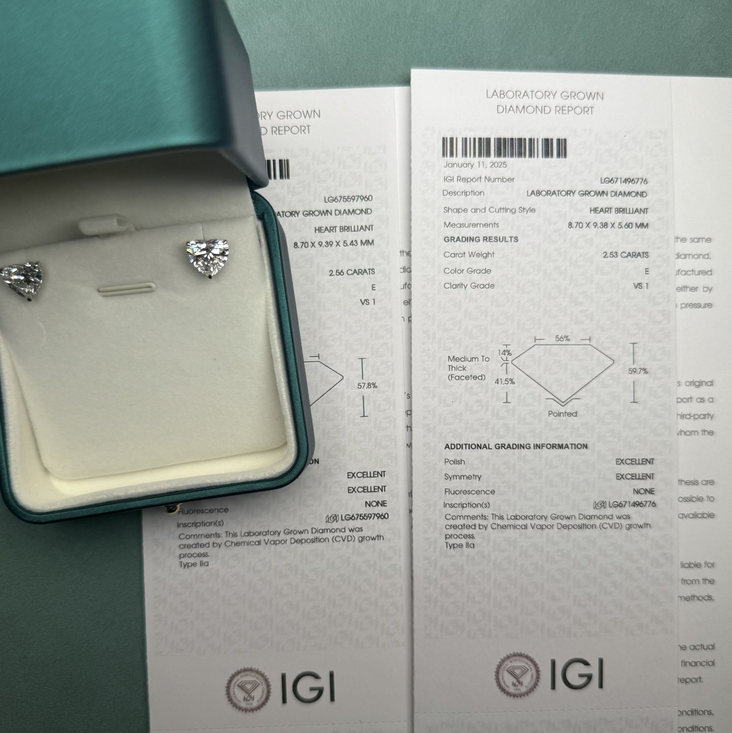 Pirmiana Cutomiezd 18K White Gold 2.5ct Heart Shape Lab Grown Diamond for Women Wedding Proposal earrings