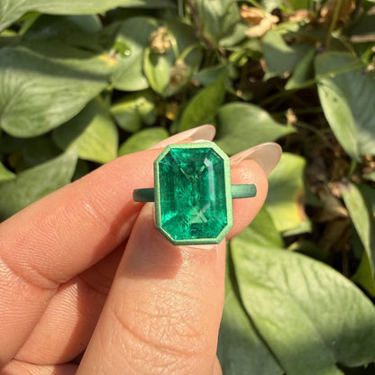 Pirmiana New Arrival Design Titanium Ring 3ct Lab Grown Emerald Girlfriend Gift