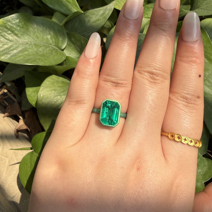 Pirmiana New Arrival Design Titanium Ring 3ct Lab Grown Emerald Girlfriend Gift
