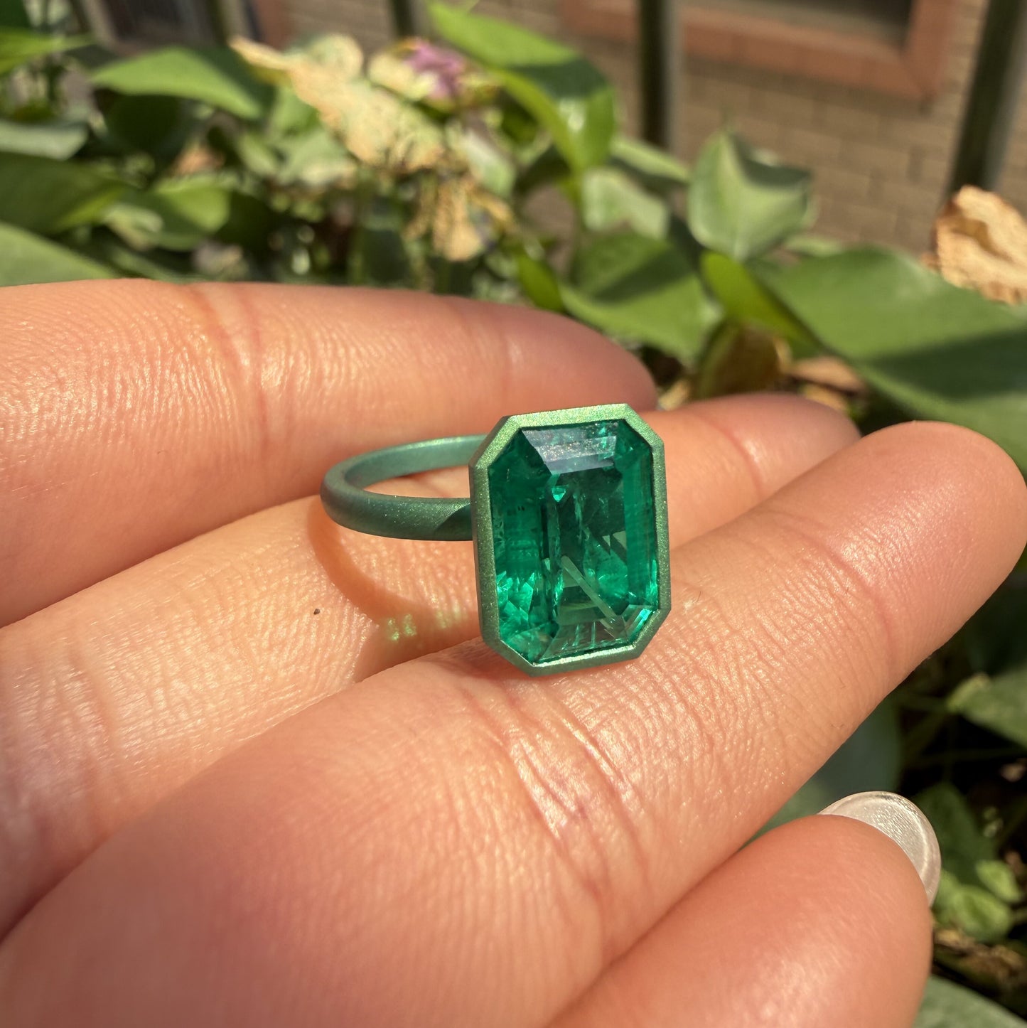 Pirmiana New Arrival Design Titanium Ring 3ct Lab Grown Emerald Girlfriend Gift