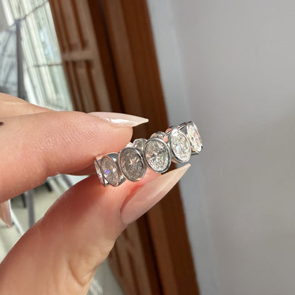 Primiana 14K White Gold 3.8x5.3mm 0.3ct Each Oval Shape Main Stone Lab Diamond Eternal Ring Girlfriend Gift