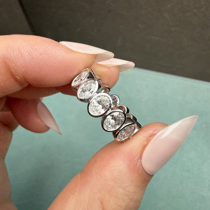 Primiana 14K White Gold 3.8x5.3mm 0.3ct Each Oval Shape Main Stone Lab Diamond Eternal Ring Girlfriend Gift