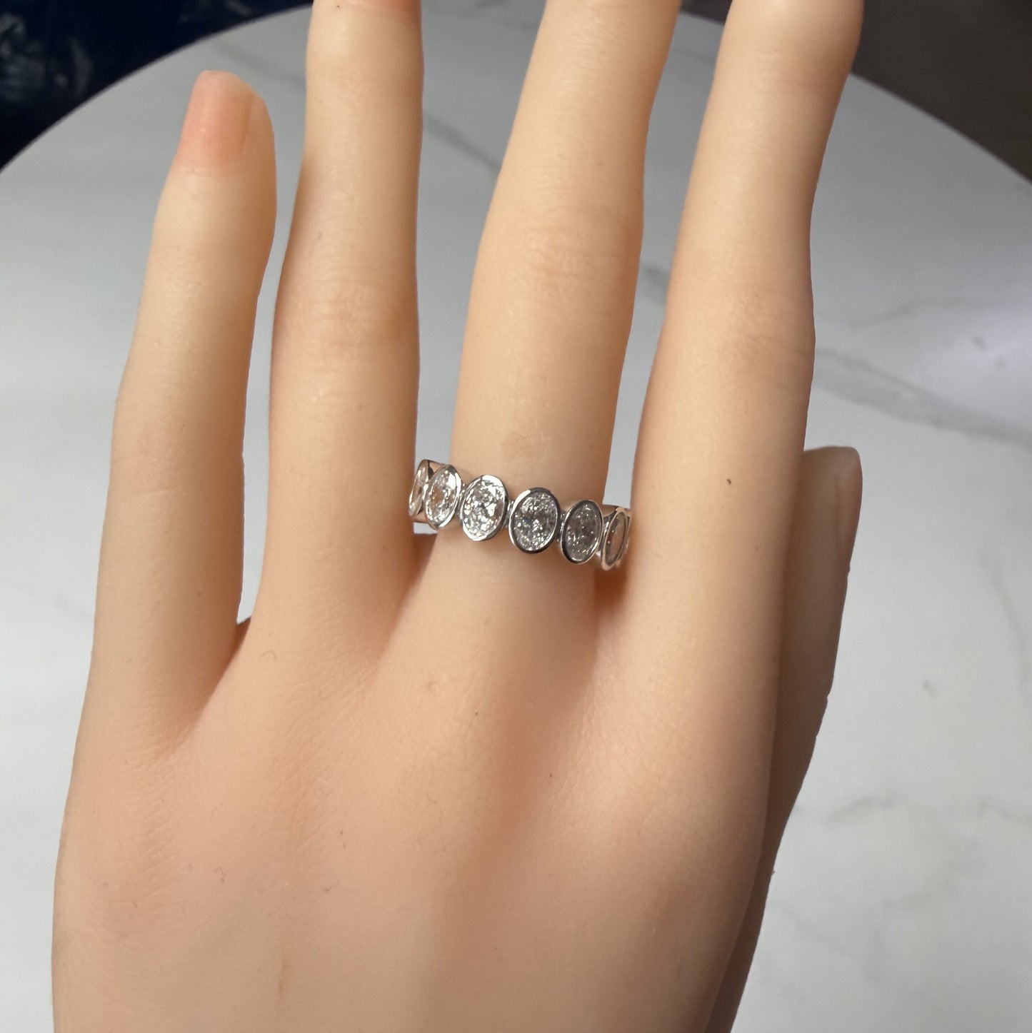 Primiana 14K White Gold 3.8x5.3mm 0.3ct Each Oval Shape Main Stone Lab Diamond Eternal Ring Girlfriend Gift