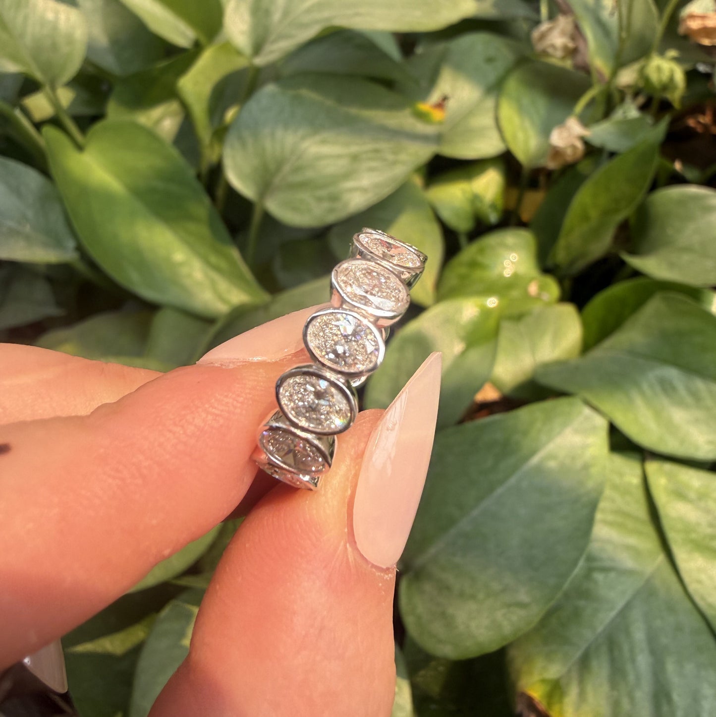 Primiana 14K White Gold 3.8x5.3mm 0.3ct Each Oval Shape Main Stone Lab Diamond Eternal Ring Girlfriend Gift