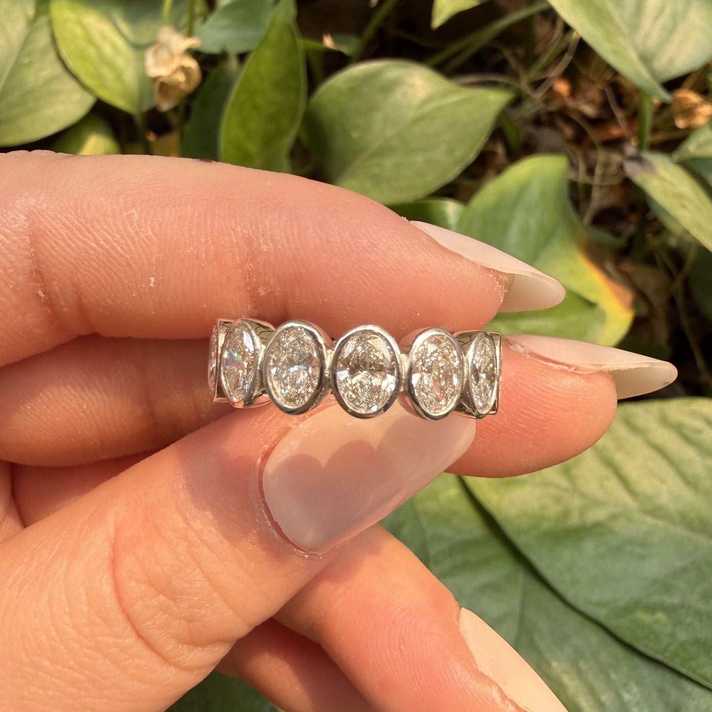 Primiana 14K White Gold 3.8x5.3mm 0.3ct Each Oval Shape Main Stone Lab Diamond Eternal Ring Girlfriend Gift