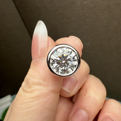 Pirmiana Custom Design 18K White Gold Bezal Earrings for Women 3ct E VS1 Lab Grown Diamond Jewelry