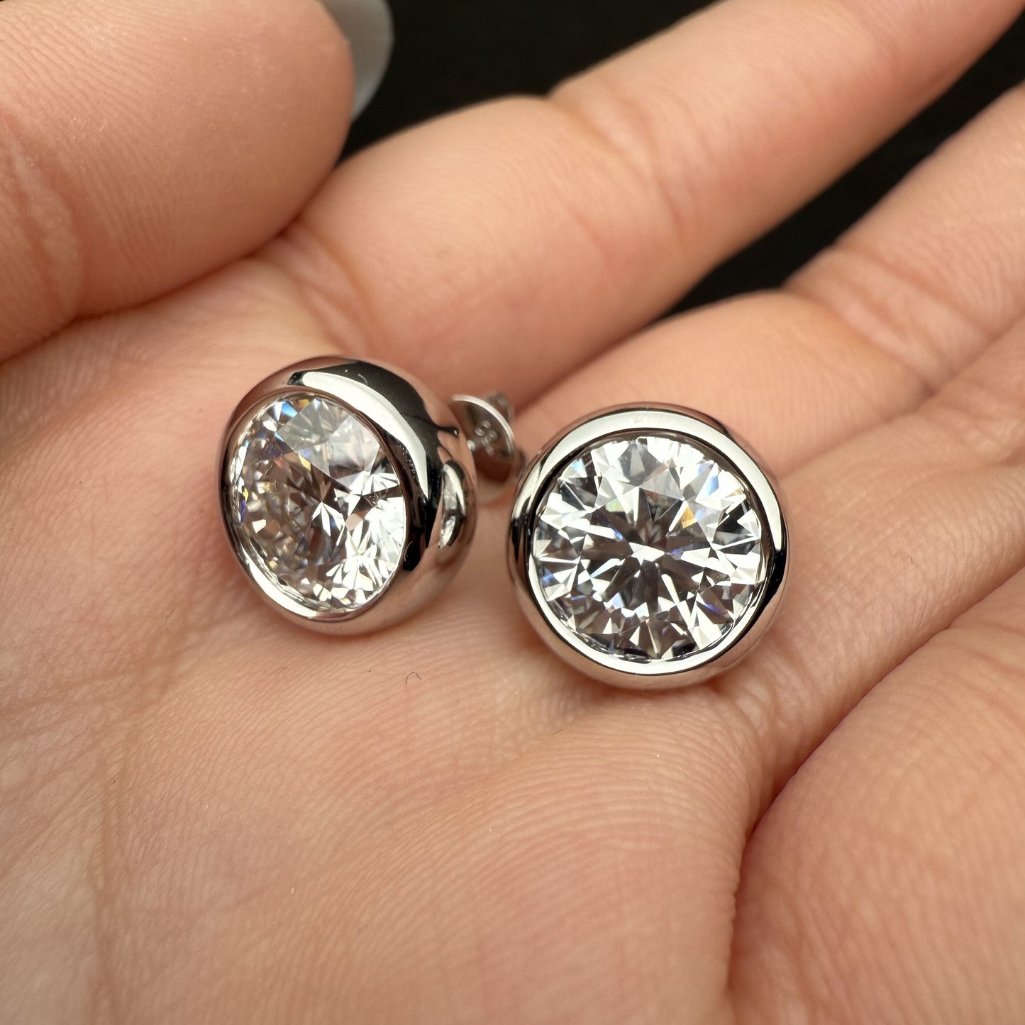 Pirmiana Custom Design 18K White Gold Bezal Earrings for Women 3ct E VS1 Lab Grown Diamond Jewelry