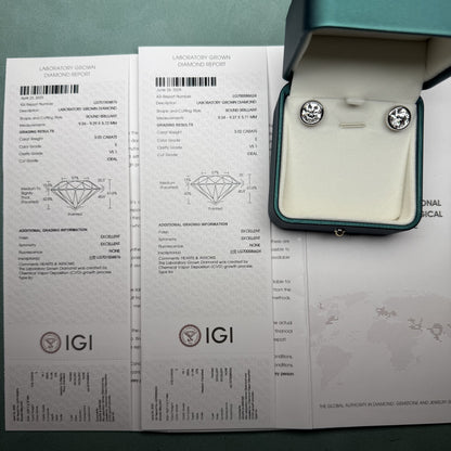 Pirmiana Custom Design 18K White Gold Bezal Earrings for Women 3ct E VS1 Lab Grown Diamond Jewelry