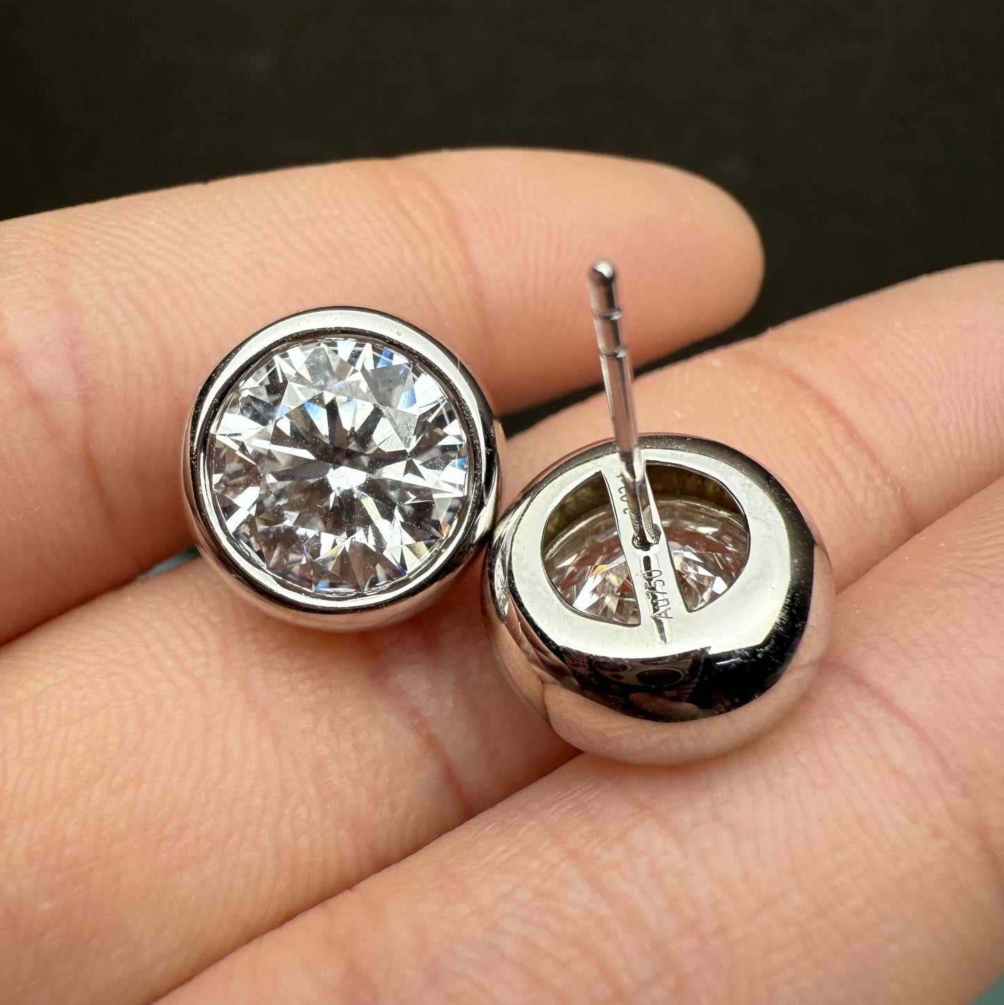 Pirmiana Custom Design 18K White Gold Bezal Earrings for Women 3ct E VS1 Lab Grown Diamond Jewelry