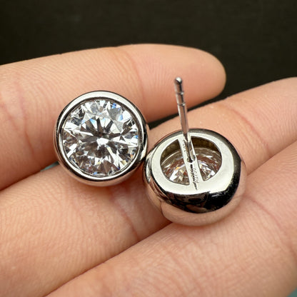 Pirmiana Custom Design 18K White Gold Bezal Earrings for Women 3ct E VS1 Lab Grown Diamond Jewelry