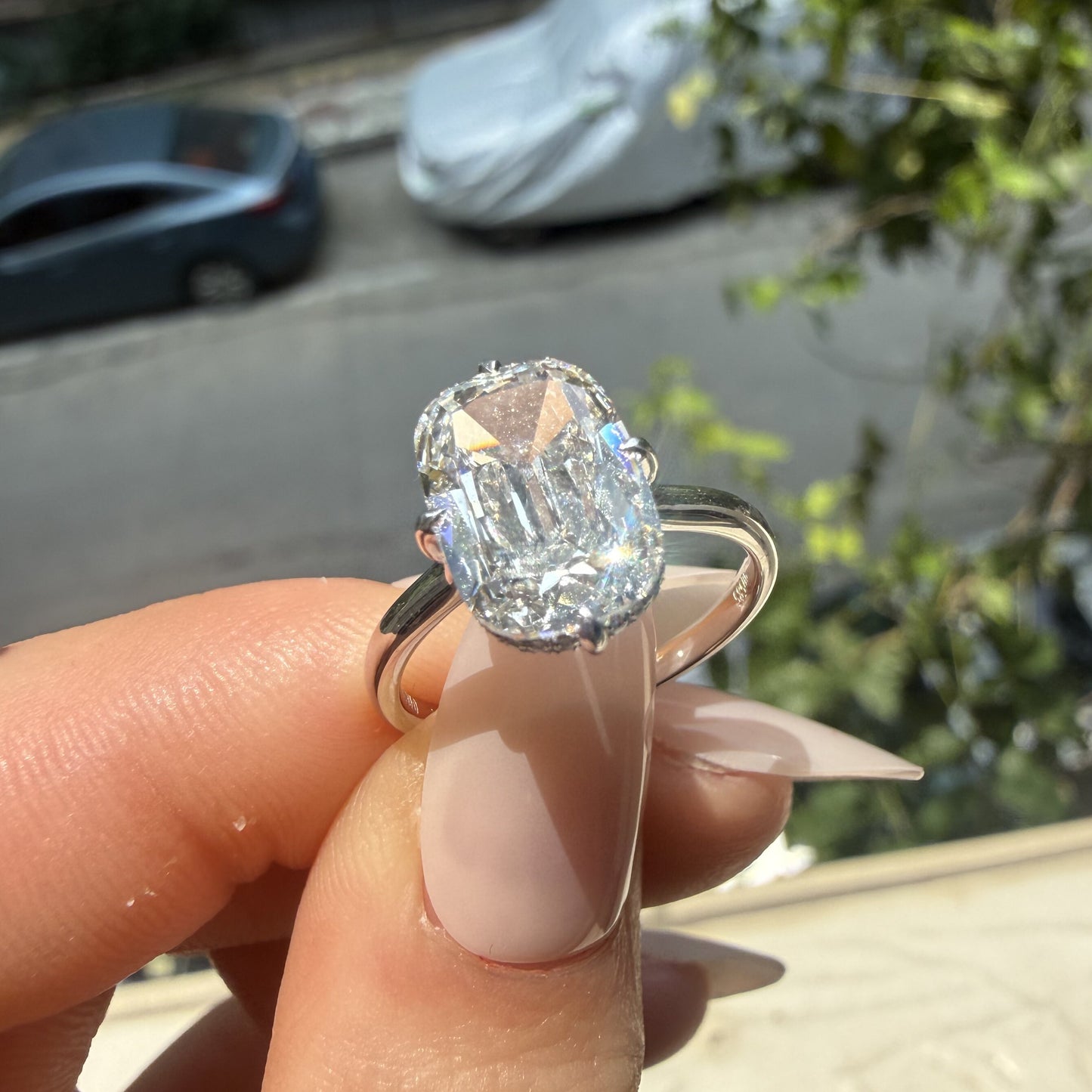 Pirmiana Jewelry Customized 14k White Gold 3.4ct Lab Grown Diamond Rings Engagement Wedding Band Rings for Women Fine Jewelry