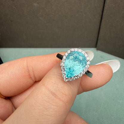 Pirmiana Custom Design 14k White Gold Ring for Women 6.46ct Lab Grown Paraiba And DEF CVD Diamond Jewelry