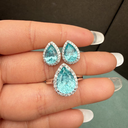Primiana Classic Style 14K Gold Main Stone 7X10mm Pear Shape Lab Grow Paraiba Earrings Girlfriend Gif