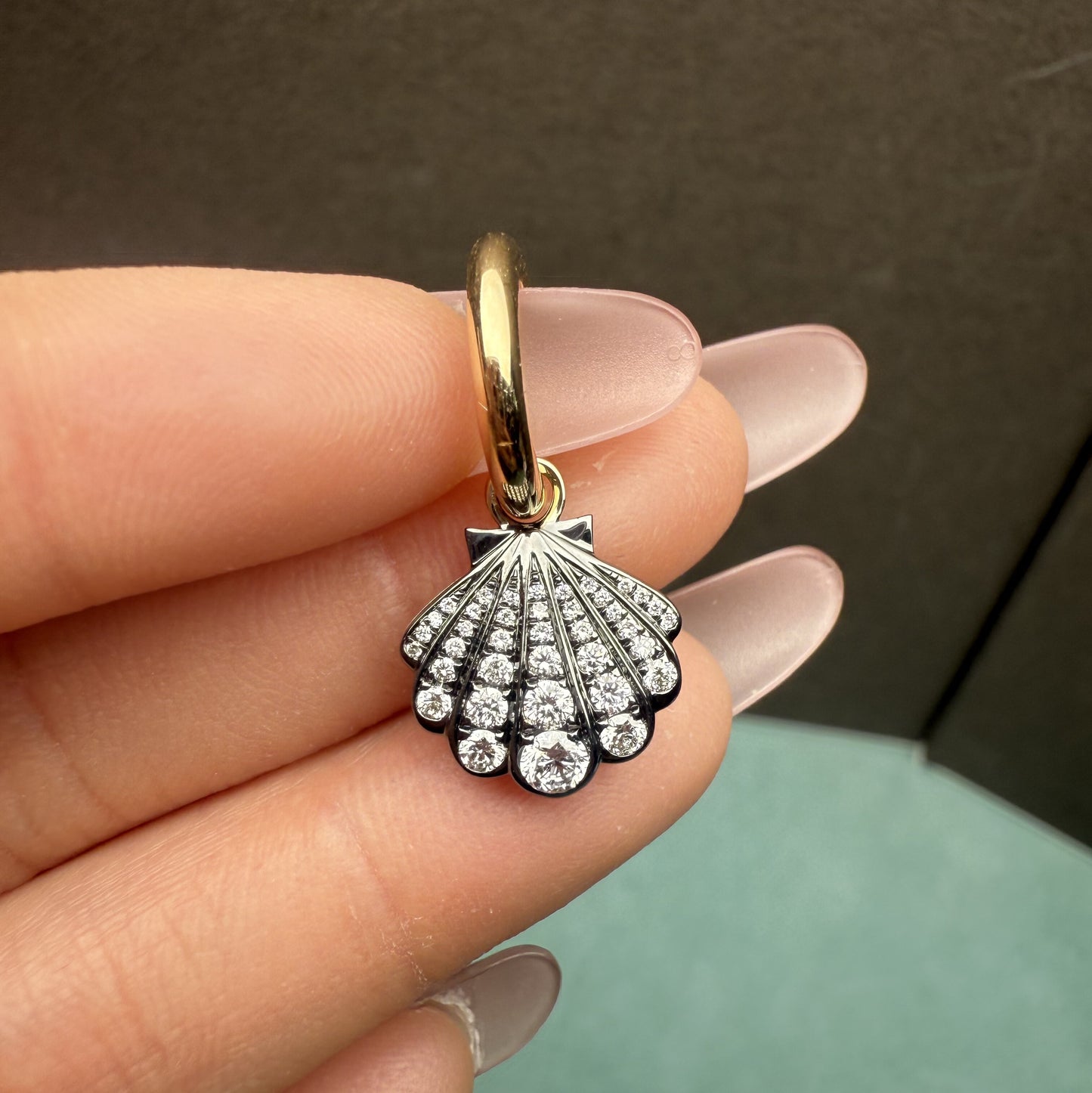 Pirmiana Custom Design 14K Yellow Gold Shell Earrings for Women HPHT Lab Grown Diamond Jewelry