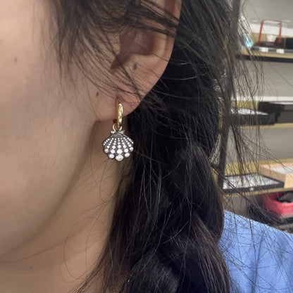 Pirmiana Custom Design 14K Yellow Gold Shell Earrings for Women HPHT Lab Grown Diamond Jewelry