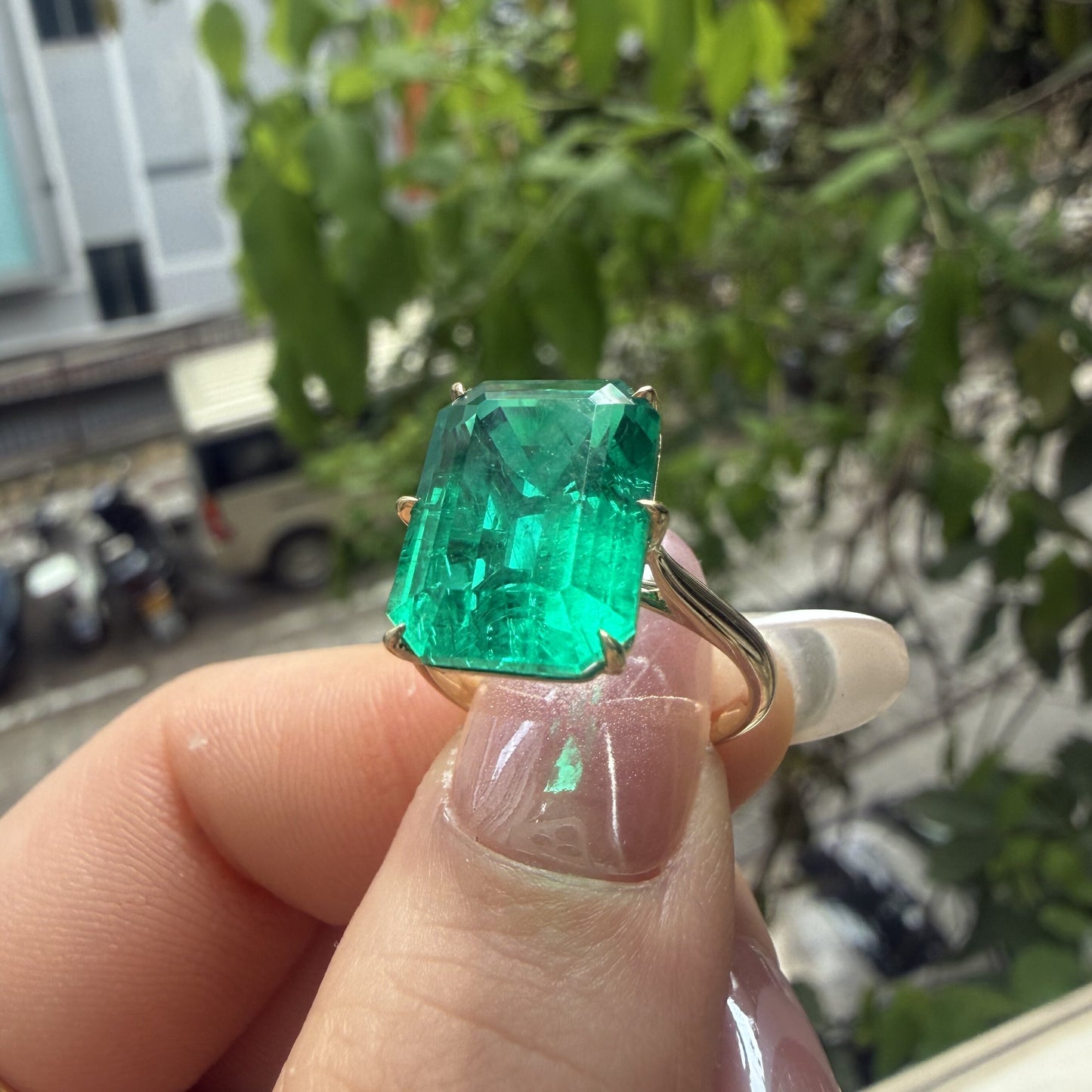 Pirmiana Hot Sale Classic Design Lab Grown Emerald 14k Gold Rings 10X14MM 6.5ct Lab Grown Emerald Girlfriend Gift