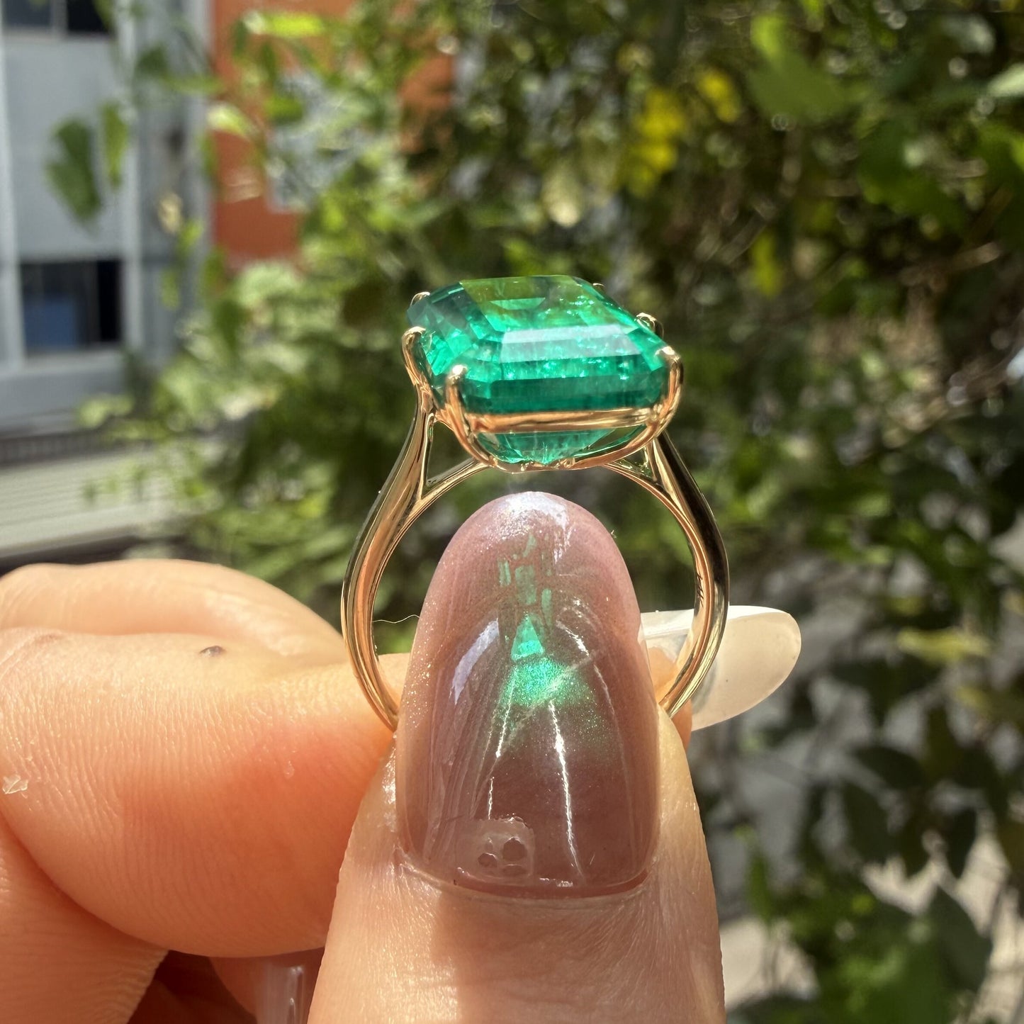 Pirmiana Hot Sale Classic Design Lab Grown Emerald 14k Gold Rings 10X14MM 6.5ct Lab Grown Emerald Girlfriend Gift