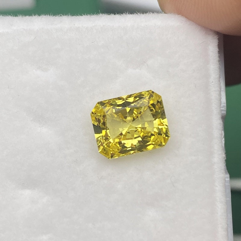Pirmiana Radiant shape Lab Grown Yellow Sapphire Loose Gemstones for Jewelry Making