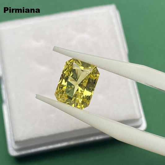 Pirmiana Radiant shape Lab Grown Yellow Sapphire Loose Gemstones for Jewelry Making
