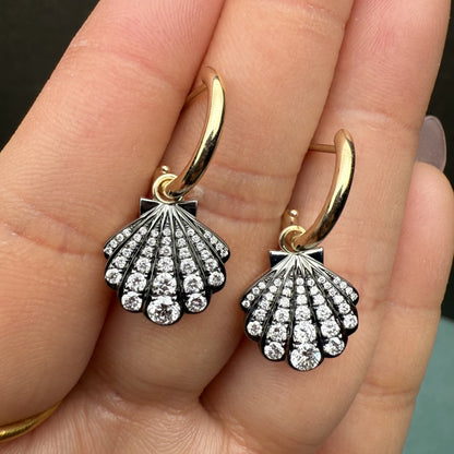 Pirmiana Custom Design 14K Yellow Gold Shell Earrings for Women HPHT Lab Grown Diamond Jewelry