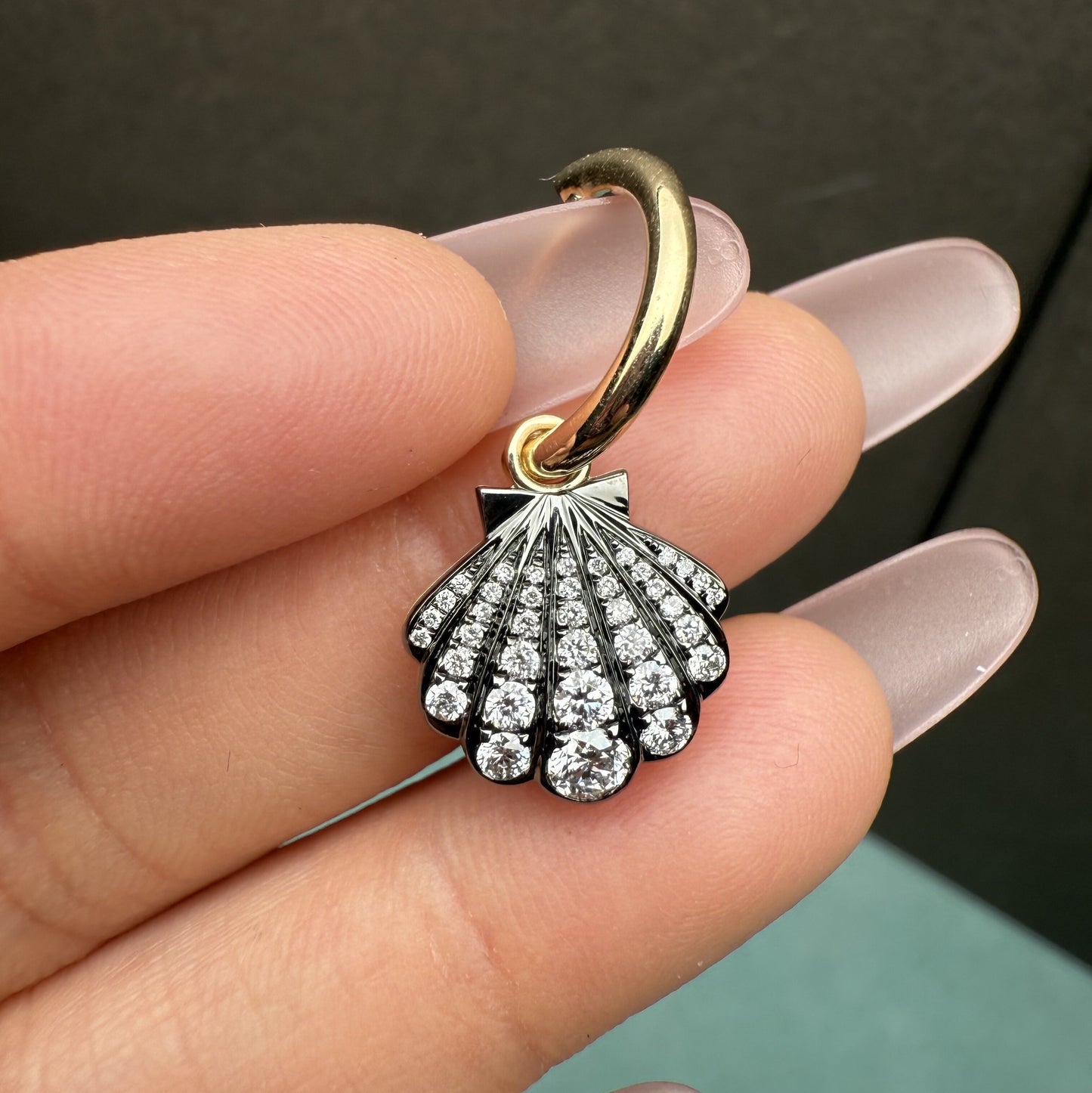 Pirmiana Custom Design 14K Yellow Gold Shell Earrings for Women HPHT Lab Grown Diamond Jewelry