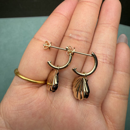 Pirmiana Custom Design 14K Yellow Gold Shell Earrings for Women HPHT Lab Grown Diamond Jewelry