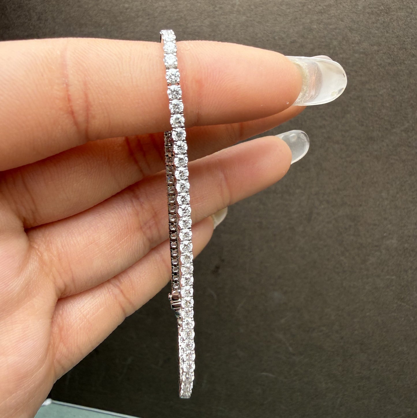 Pirmiana Jewelry Customized Pear Shape 14K White Gold 2mm each 0.035ct DEF Each Lab Grown Diamond Eternity Bracelet Engagement for Women Fine Jewelry