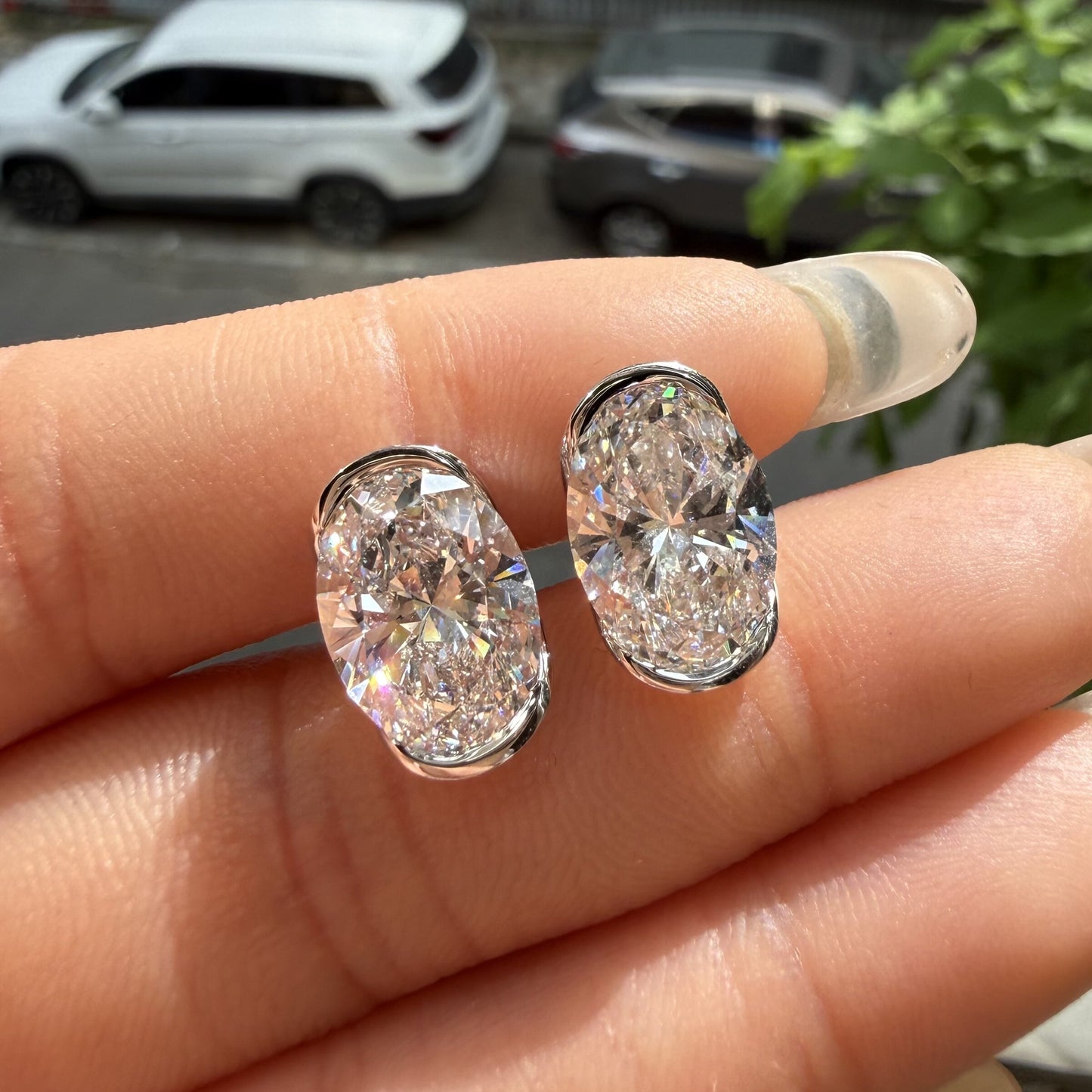 Pirmiana Custom Design 18K White Gold Earrings for Women 4ct Each CVD Lab Grown Diamond Jewelry