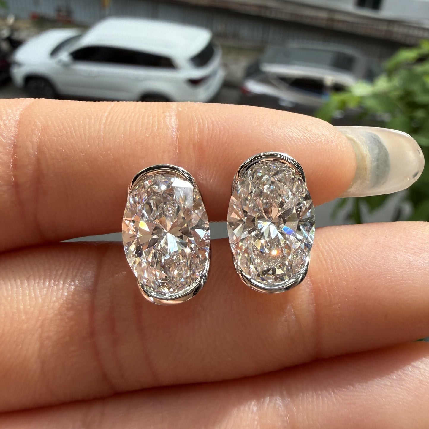 Pirmiana Custom Design 18K White Gold Earrings for Women 4ct Each CVD Lab Grown Diamond Jewelry